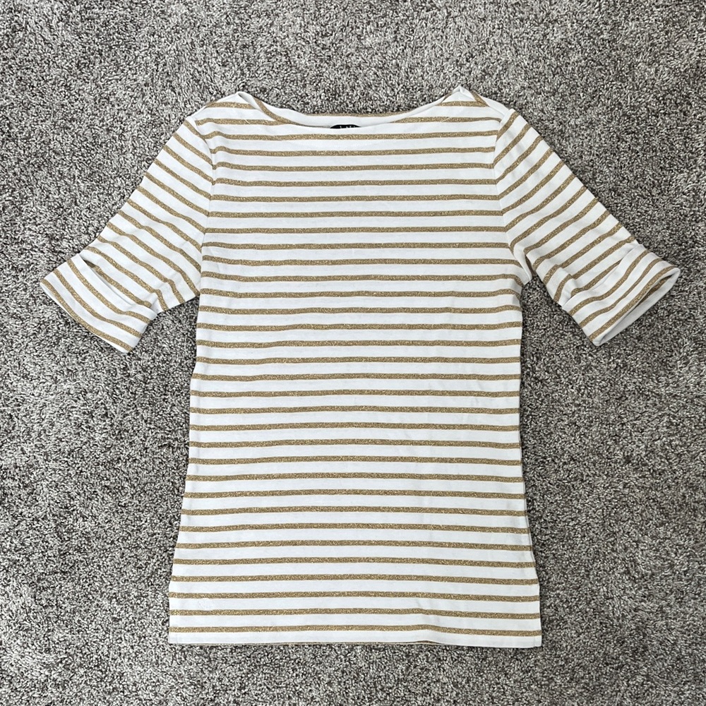 Ralph Lauren Gold and White Striped Tee